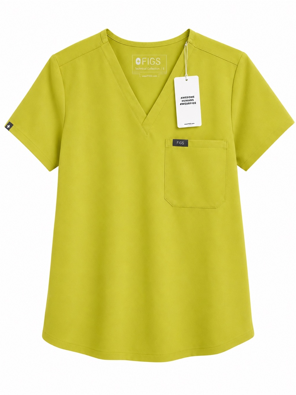 Figs Limeade Scrub Set- Catarina One-Pocket Top and Zamora High-Waisted Joggers - Picture 2 of 4